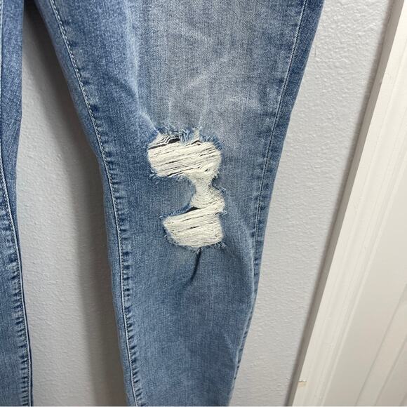 Good American Good Waist Jeans Indigo Distressed Raw Chewed Hem - Picture 3 of 12